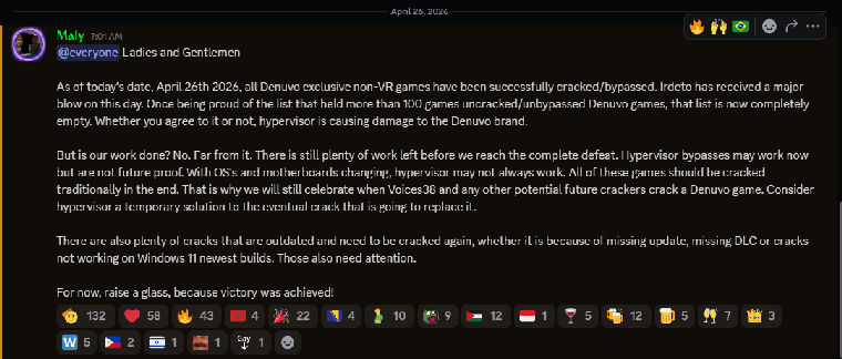 Is The Denuvo Era Over? CrackWatch Discord Declares a Milestone